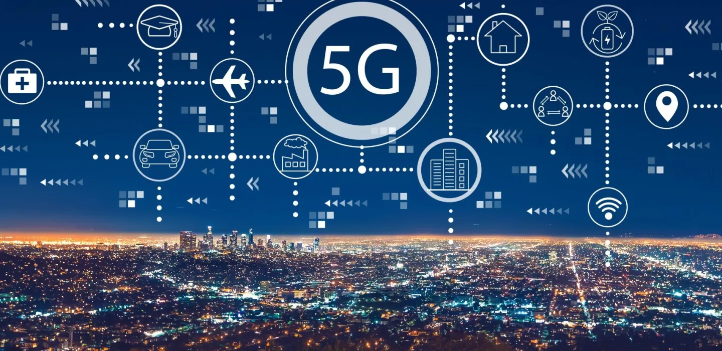 Graphic of 5G with network lines